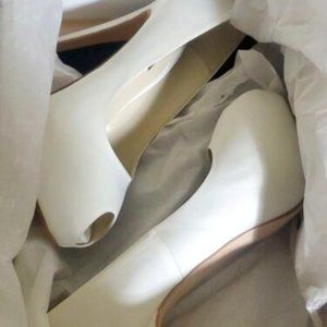 ALBANO Satin Court Stiletto Heels white Made In Italy size 37 EU